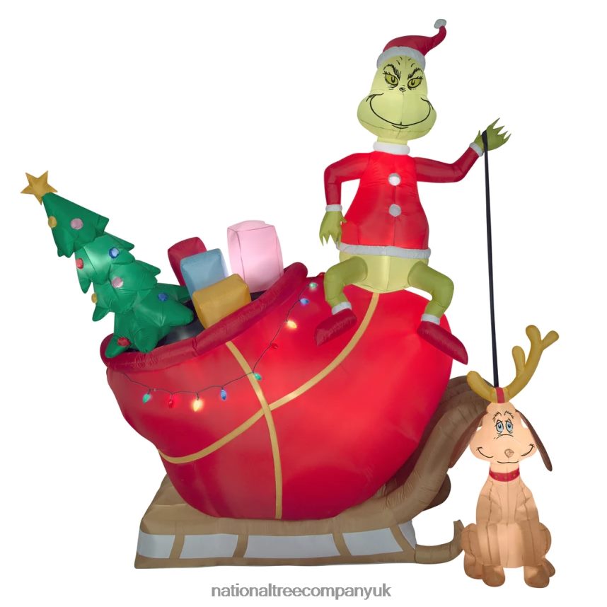 decoration | National Tree Company Inflatable Grinch On Sleigh with Max LED Lights Plug In Christmas Collection 12 Feet F2L4F662